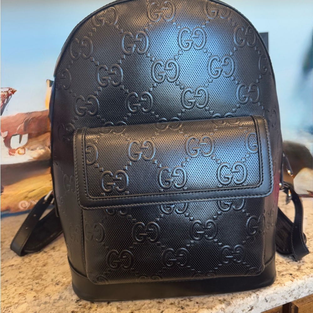 Gucci Black Leather Backpack